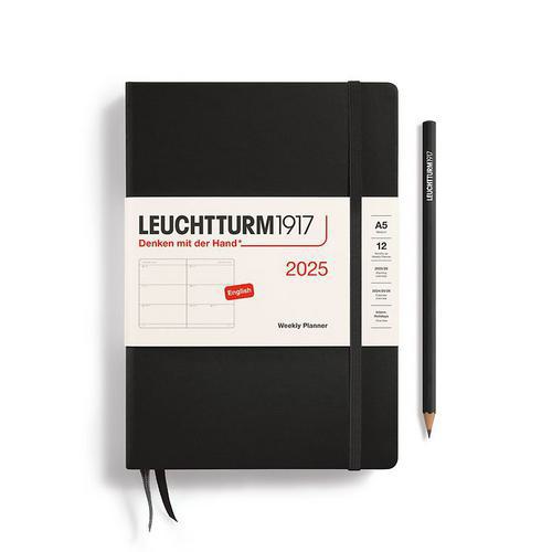 Leuchtturm, Black, Planners, Art & School, 2025, A5, Medium, Weekly,, 816312